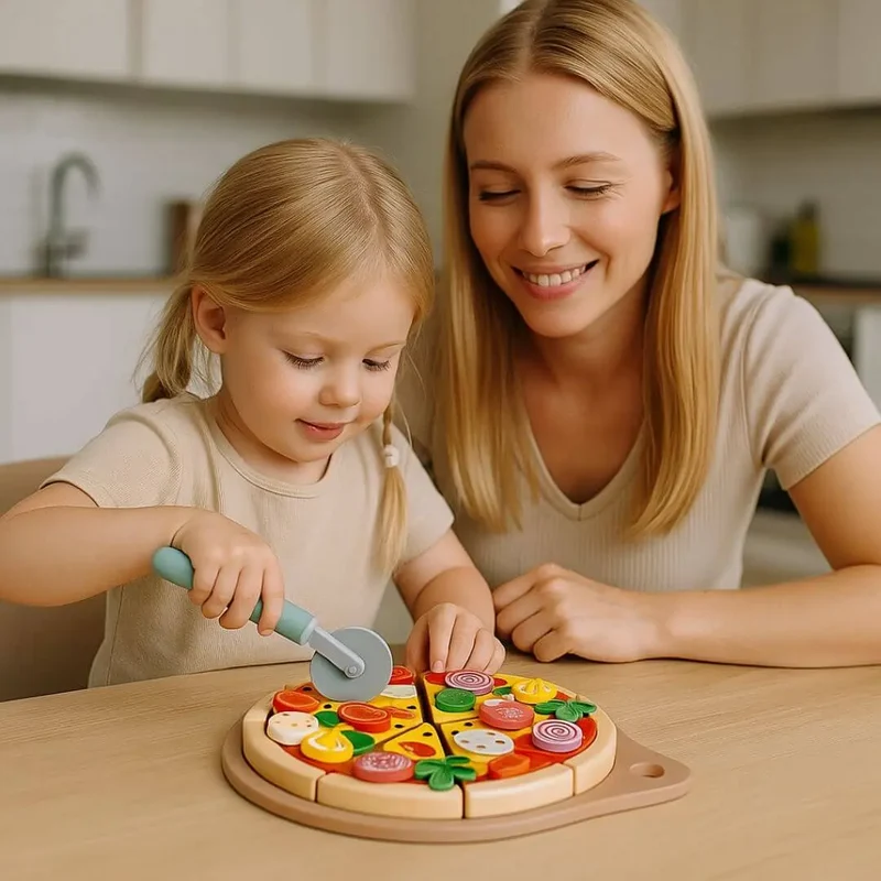 Pizza en Bois Jouet à Garnir – PizzaPlay™