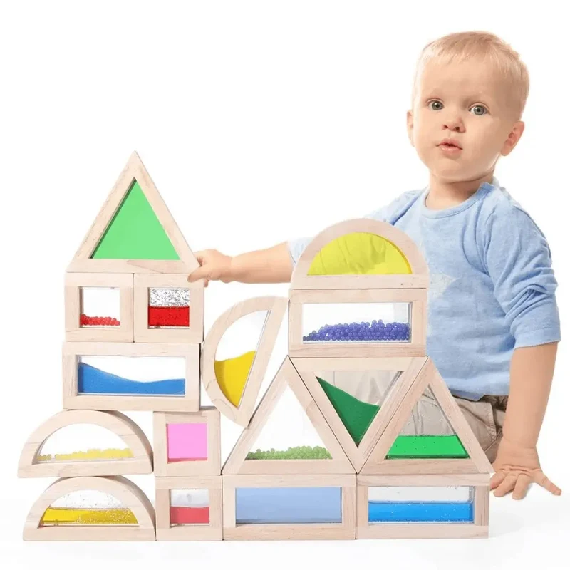 Jeu de Construction en Bois Sensoriel – ColorBlocks™