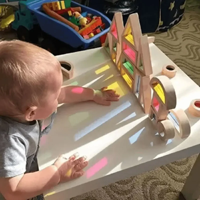 Jeu de Construction en Bois Sensoriel – ColorBlocks™