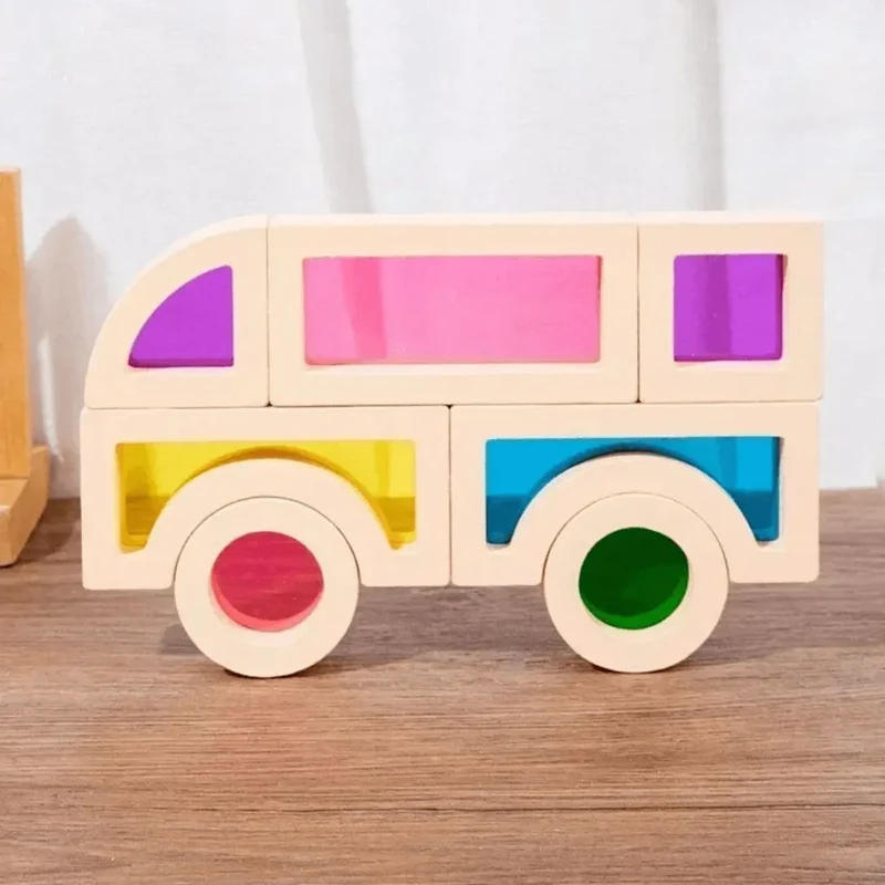 Jeu de Construction en Bois Sensoriel – ColorBlocks™