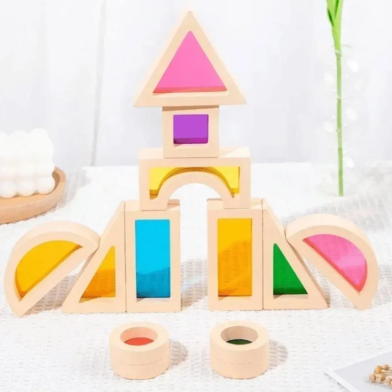 Jeu de Construction en Bois Sensoriel – ColorBlocks™