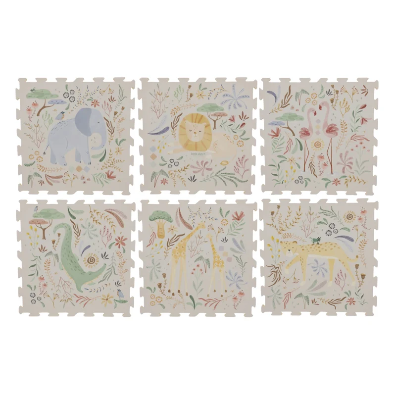 Puzzelmat Speelkleed Wit Safari Dieren