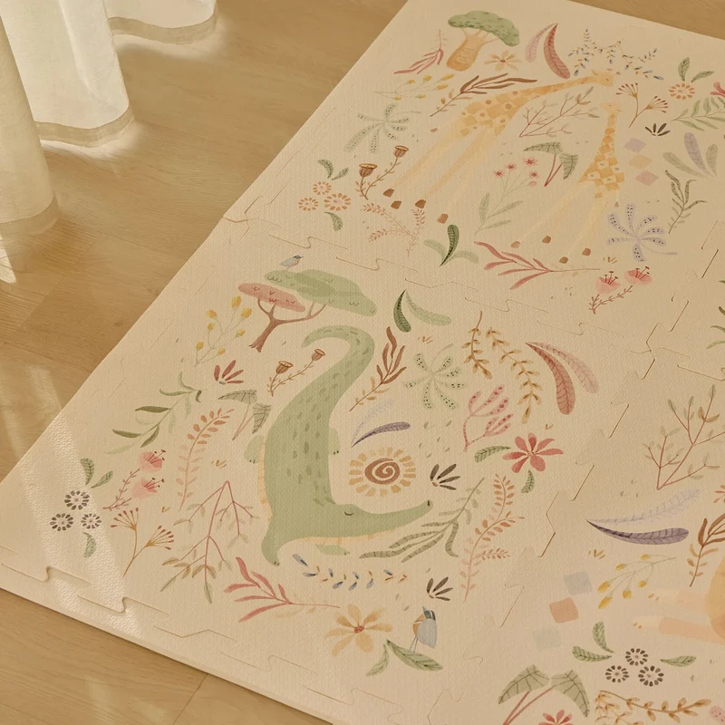 Puzzelmat Speelkleed Wit Safari Dieren