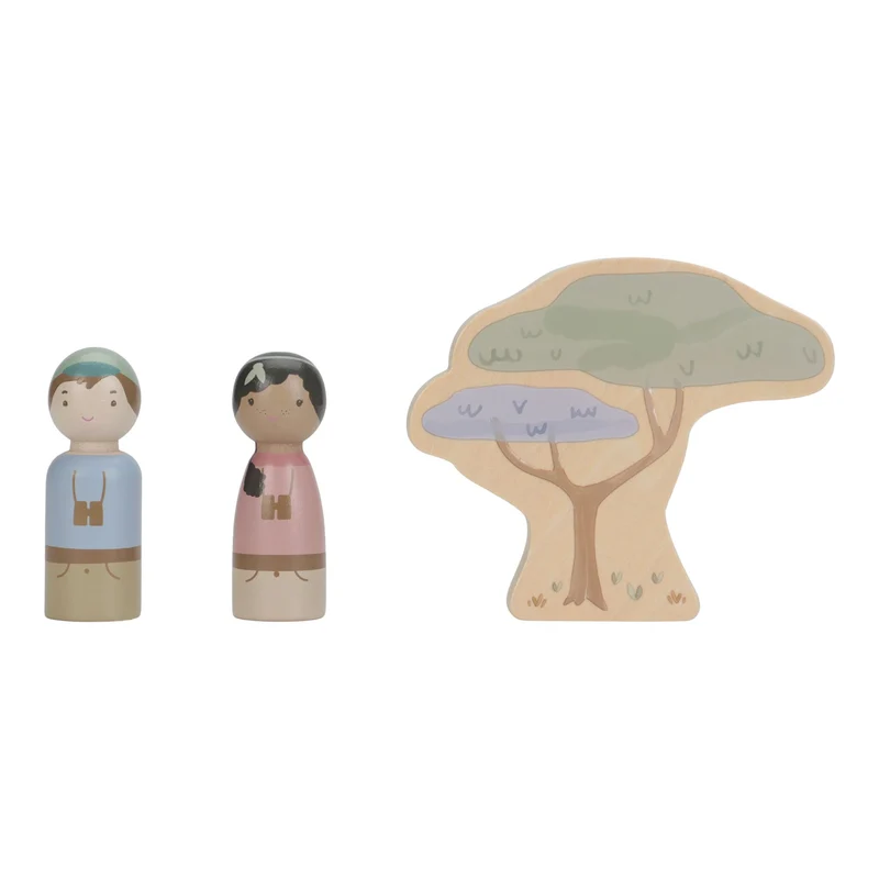 Houten safari auto met dieren - Groen