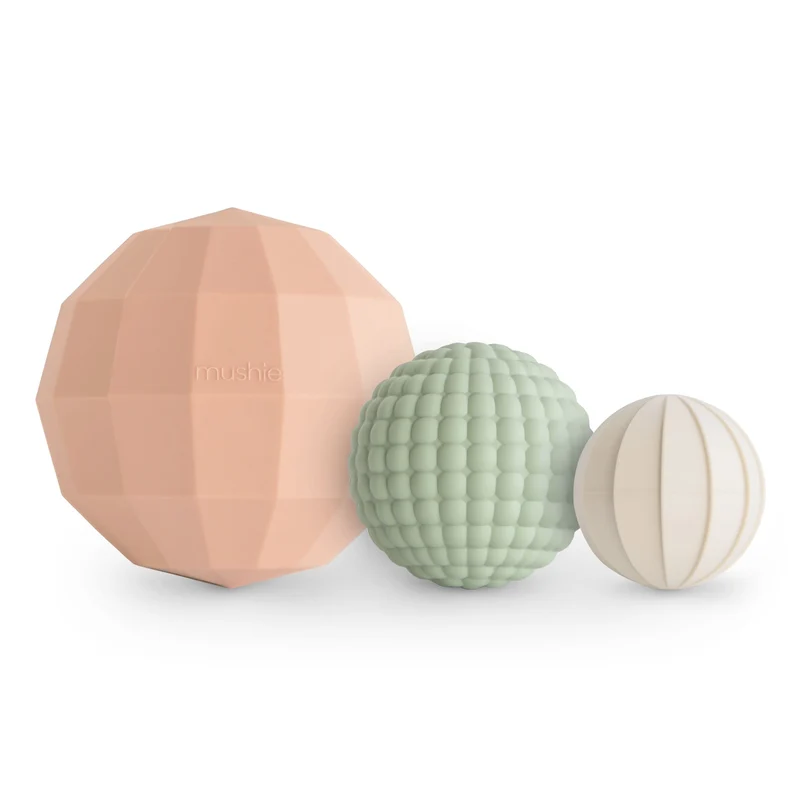 Lot de 3 sphères sensorielles rose/vert/blanc