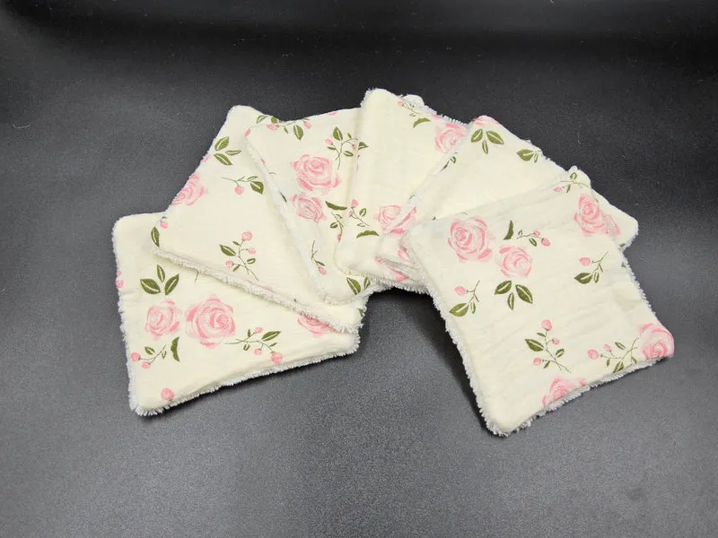 Lot de lingettes lavables belle rose