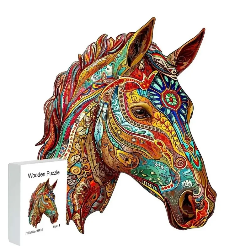 Puzzle en Bois Cheval Artistique – HorsePuzzle™
