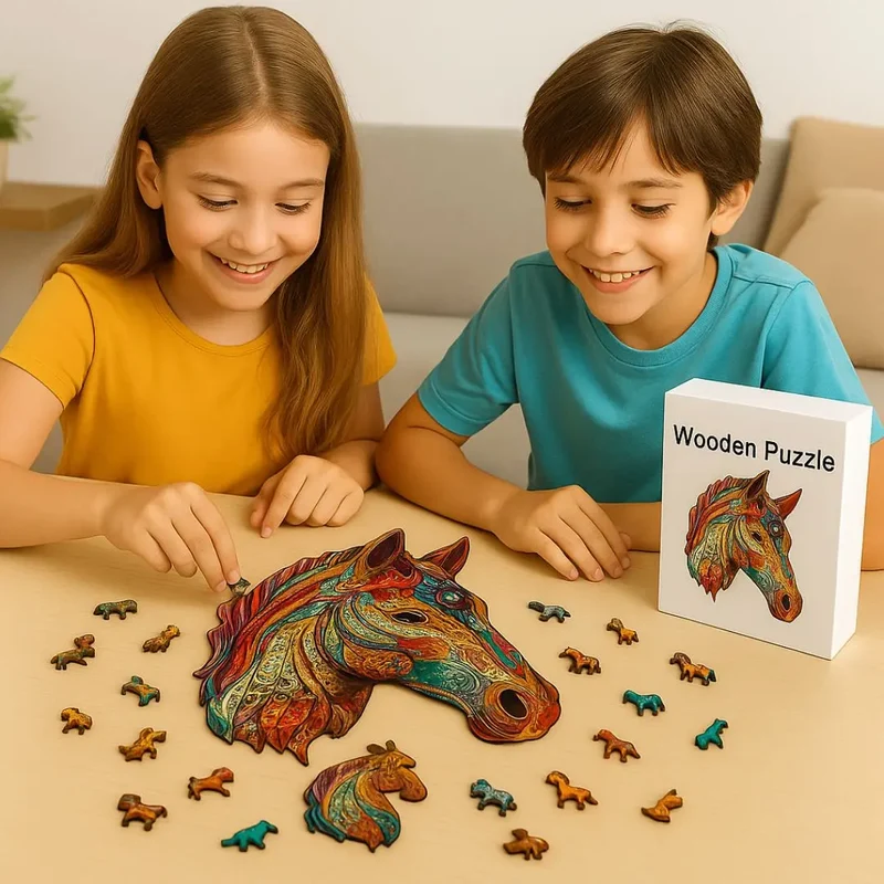 Puzzle en Bois Cheval Artistique – HorsePuzzle™