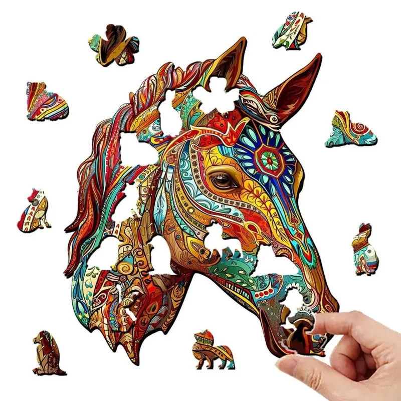 Puzzle en Bois Cheval Artistique – HorsePuzzle™
