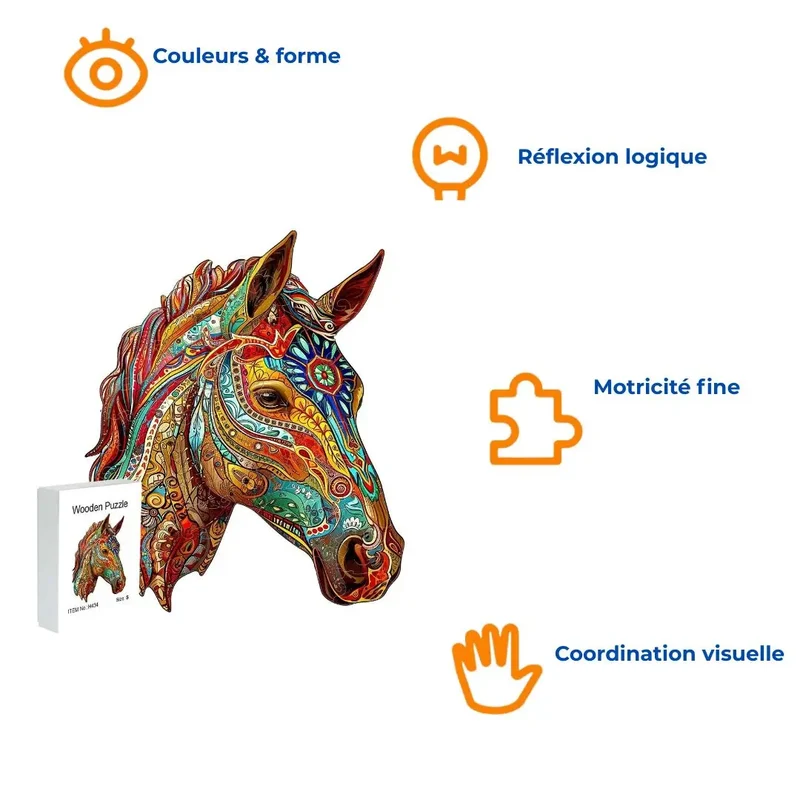 Puzzle en Bois Cheval Artistique – HorsePuzzle™