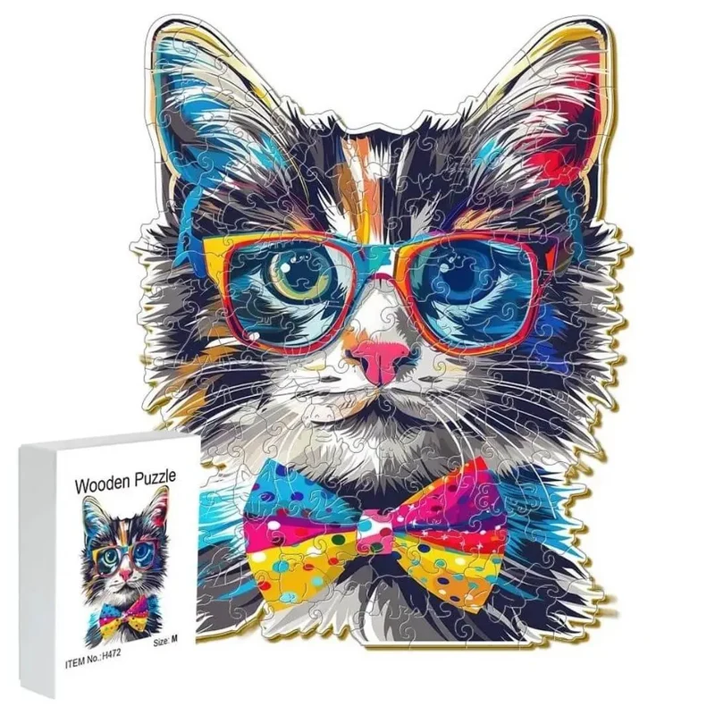 Puzzle Bois Chat avec Lunettes – SunCat™