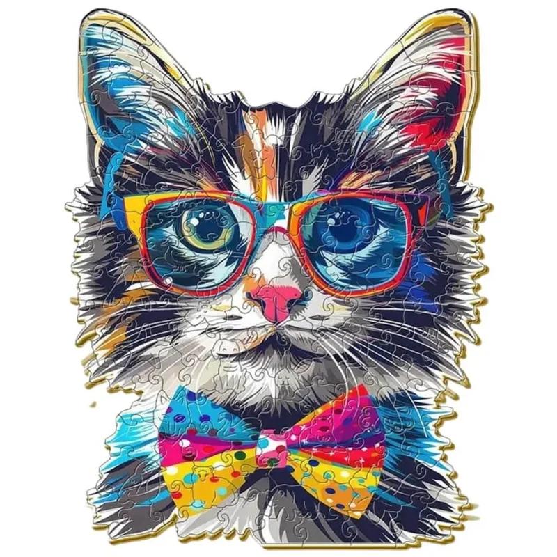 Puzzle Bois Chat avec Lunettes – SunCat™