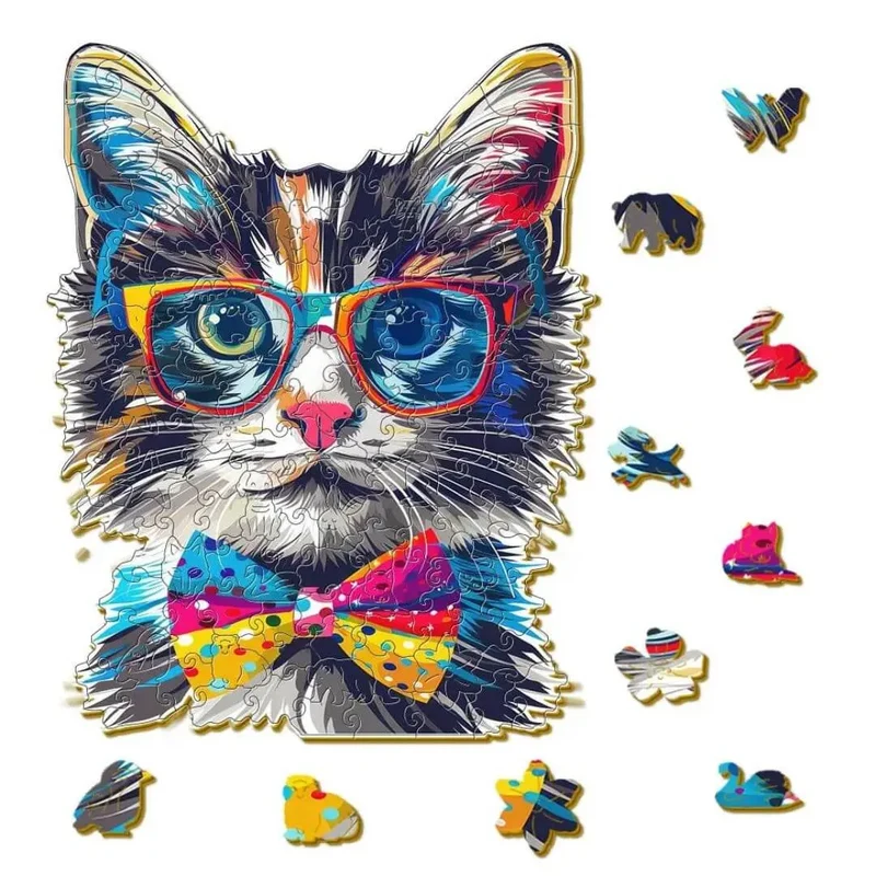 Puzzle Bois Chat avec Lunettes – SunCat™