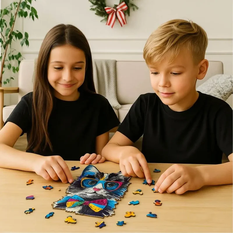 Puzzle Bois Chat avec Lunettes – SunCat™