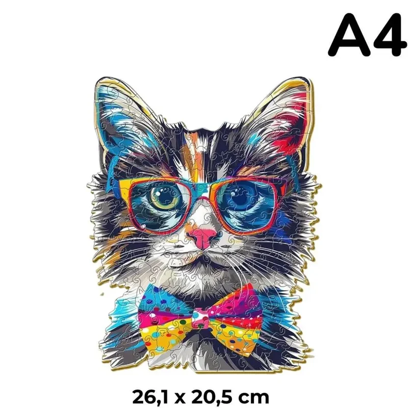 Puzzle Bois Chat avec Lunettes – SunCat™
