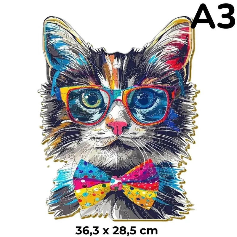 Puzzle Bois Chat avec Lunettes – SunCat™