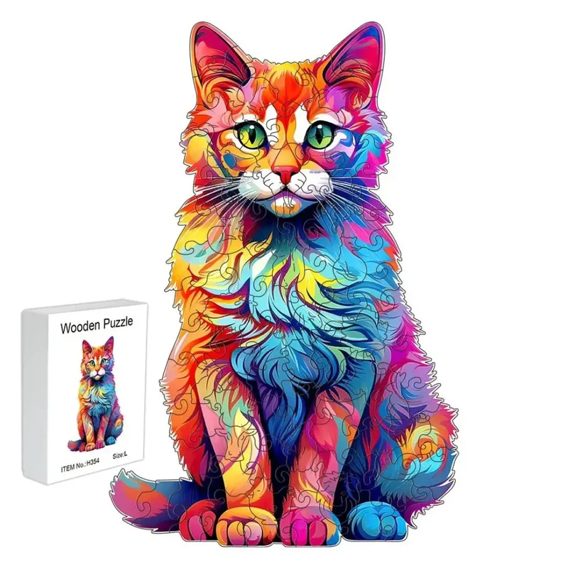 Puzzle en Bois Chat Artistique – ColorCat™