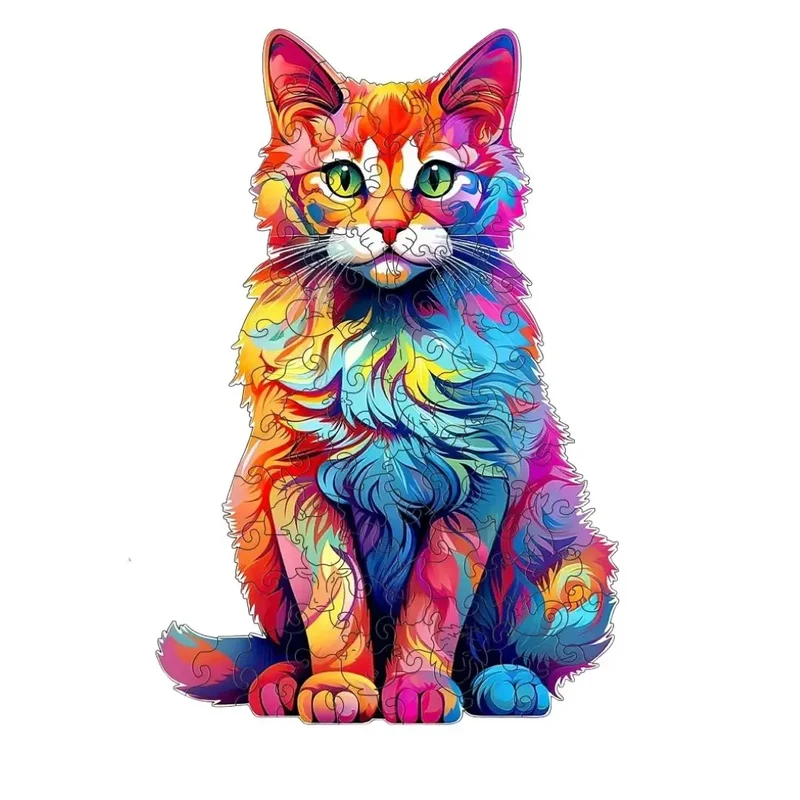 Puzzle en Bois Chat Artistique – ColorCat™