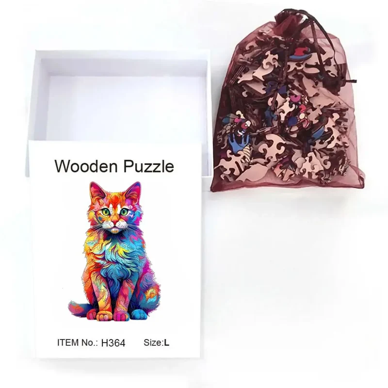Puzzle en Bois Chat Artistique – ColorCat™
