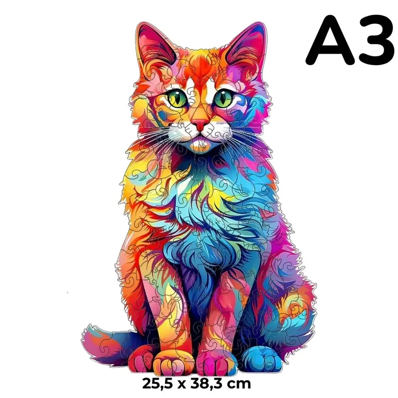 Puzzle en Bois Chat Artistique – ColorCat™