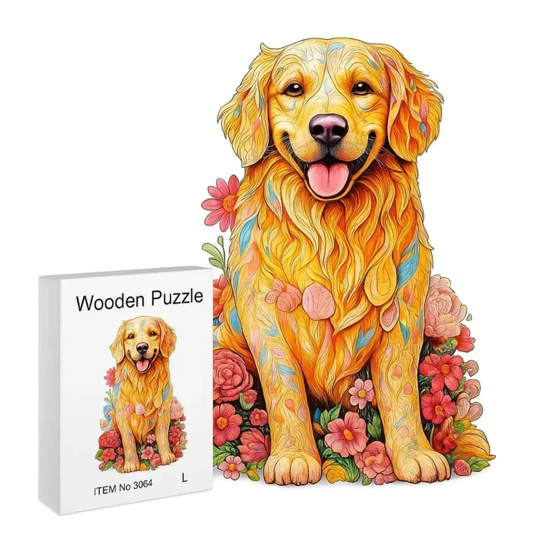 Puzzle Bois Chien Fleuri – DoggoJoy™
