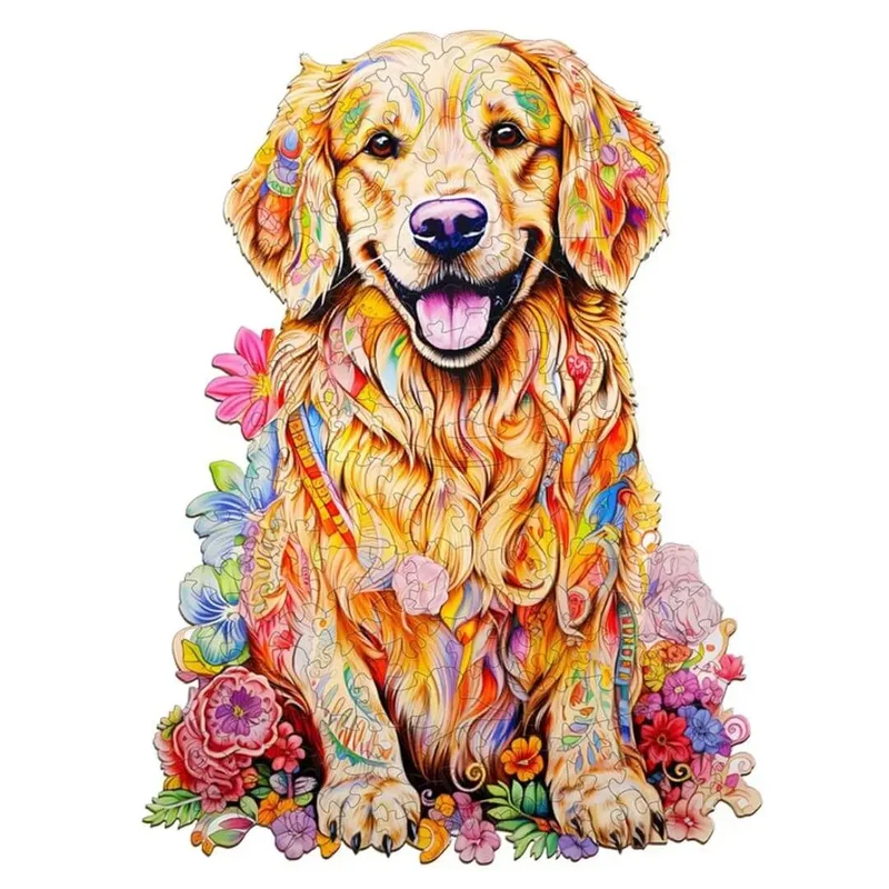 Puzzle Bois Chien Fleuri – DoggoJoy™