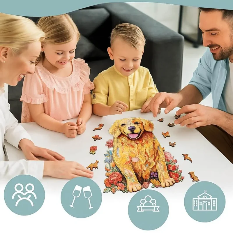 Puzzle Bois Chien Fleuri – DoggoJoy™