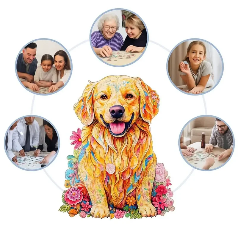 Puzzle Bois Chien Fleuri – DoggoJoy™