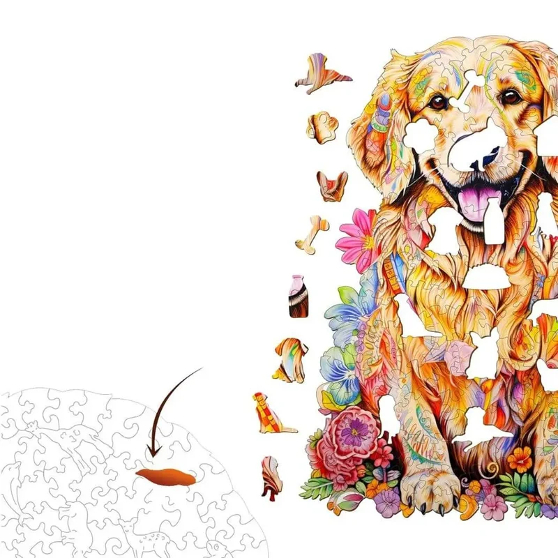 Puzzle Bois Chien Fleuri – DoggoJoy™