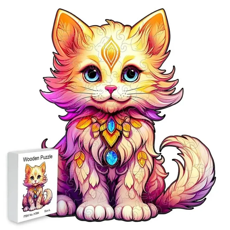 Puzzle en Bois Chat Bijou – GemCat™