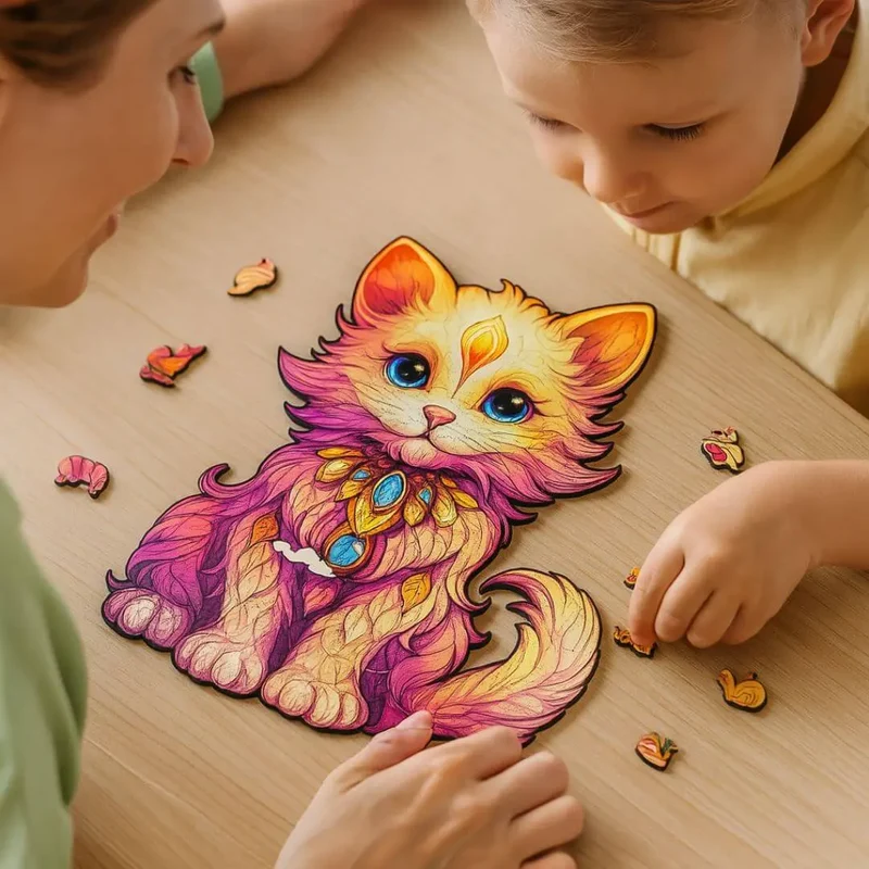Puzzle en Bois Chat Bijou – GemCat™