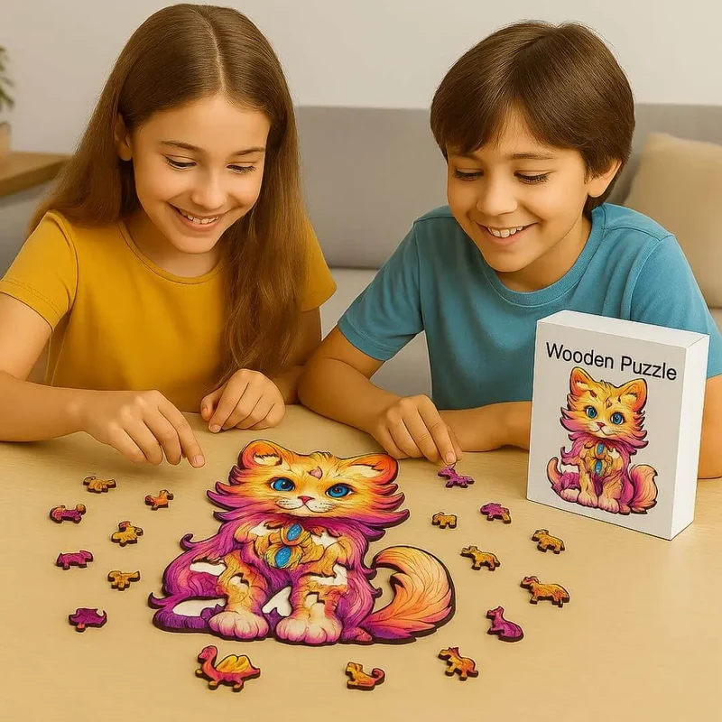 Puzzle en Bois Chat Bijou – GemCat™