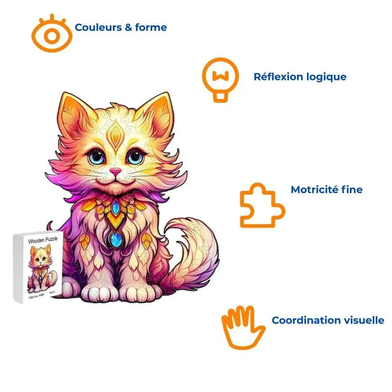 Puzzle en Bois Chat Bijou – GemCat™