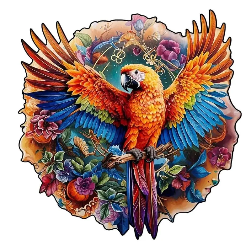 Puzzle en Bois Perroquet Coloré – BirdyBloom™