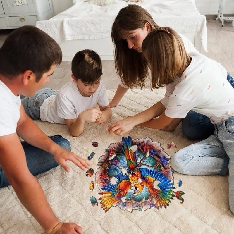 Puzzle en Bois Perroquet Coloré – BirdyBloom™