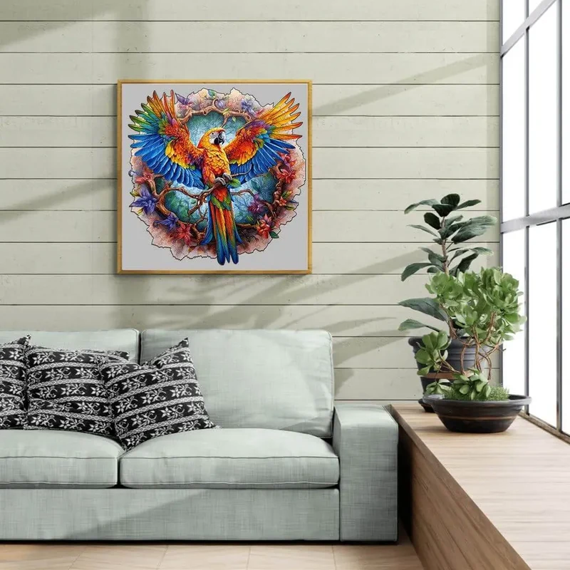 Puzzle en Bois Perroquet Coloré – BirdyBloom™