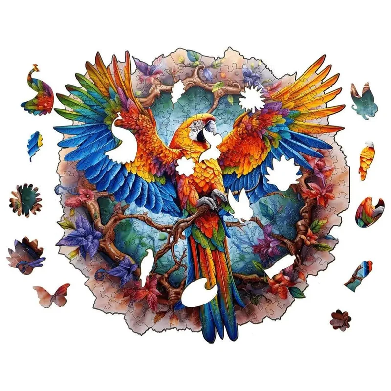 Puzzle en Bois Perroquet Coloré – BirdyBloom™