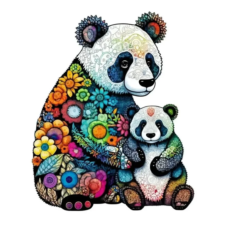 Puzzle en Bois Panda Coloré – FloraPanda™