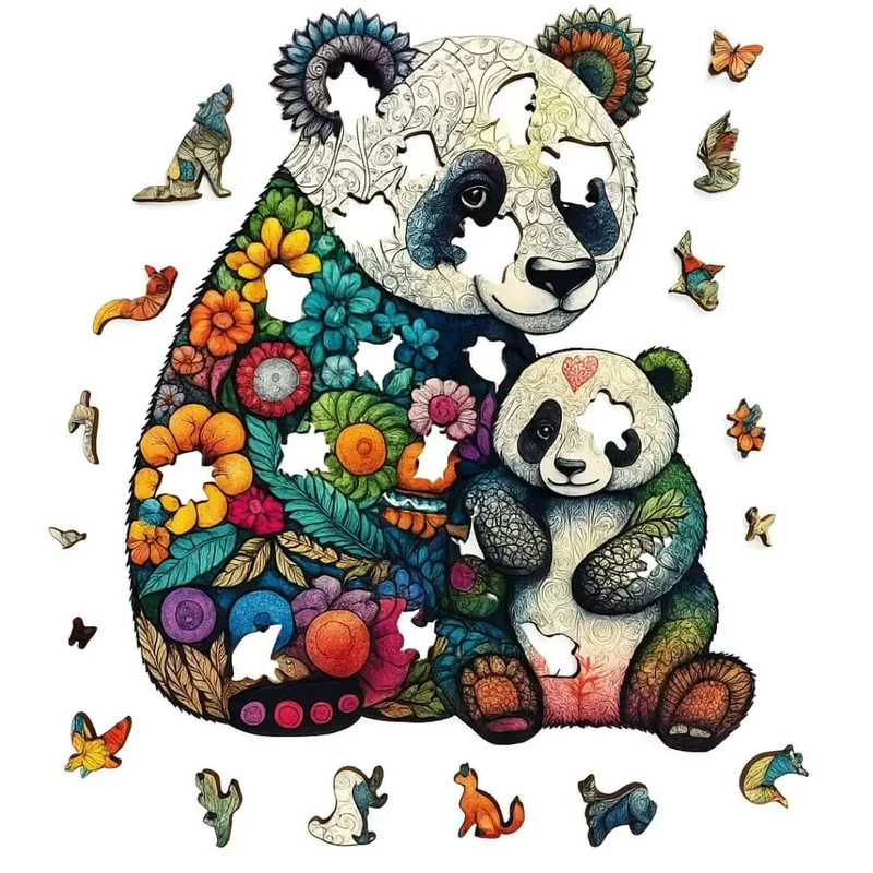 Puzzle en Bois Panda Coloré – FloraPanda™
