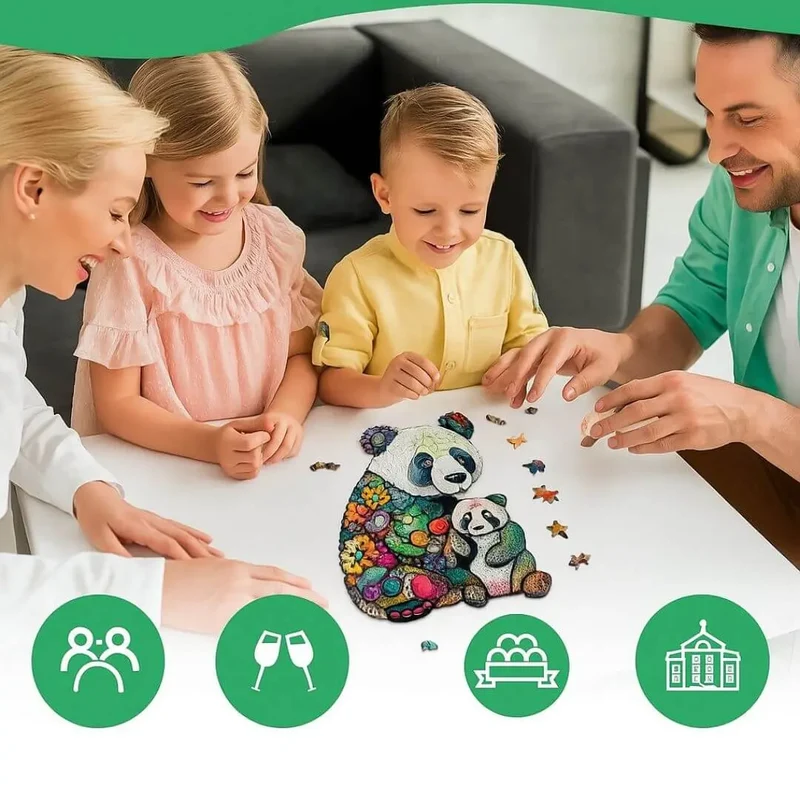Puzzle en Bois Panda Coloré – FloraPanda™