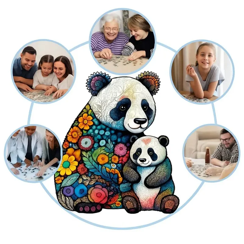 Puzzle en Bois Panda Coloré – FloraPanda™