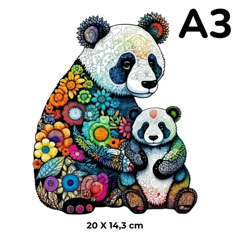 Puzzle en Bois Panda Coloré – FloraPanda™