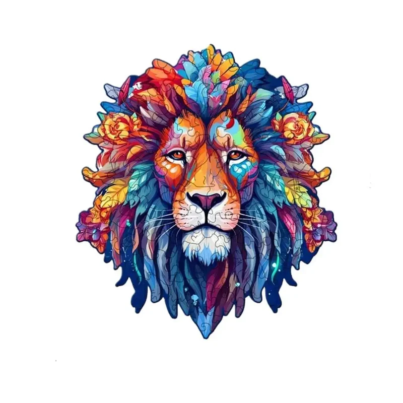 Puzzle Bois Lion Artistique – WildKing™