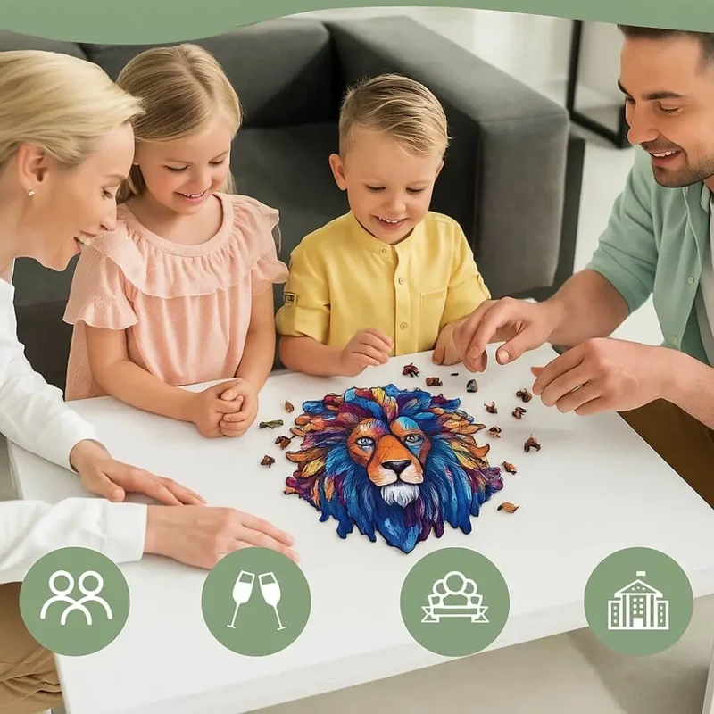 Puzzle Bois Lion Artistique – WildKing™