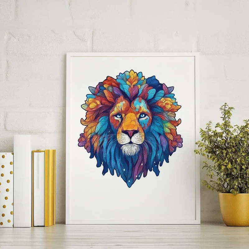 Puzzle Bois Lion Artistique – WildKing™