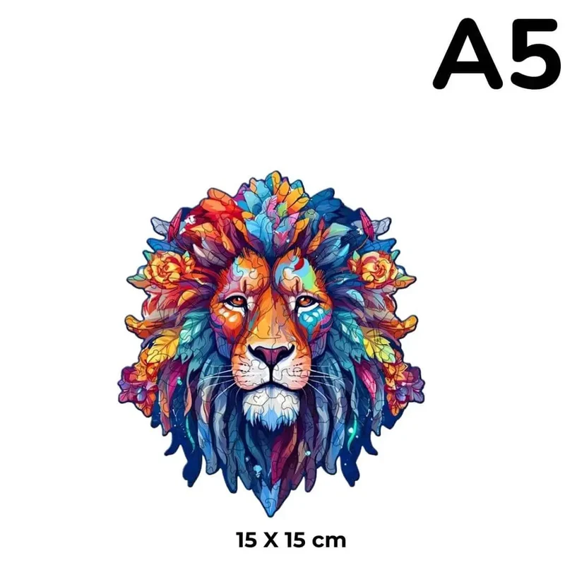 Puzzle Bois Lion Artistique – WildKing™