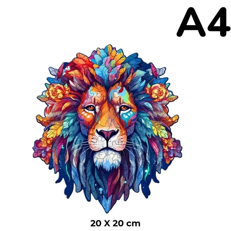 Puzzle Bois Lion Artistique – WildKing™