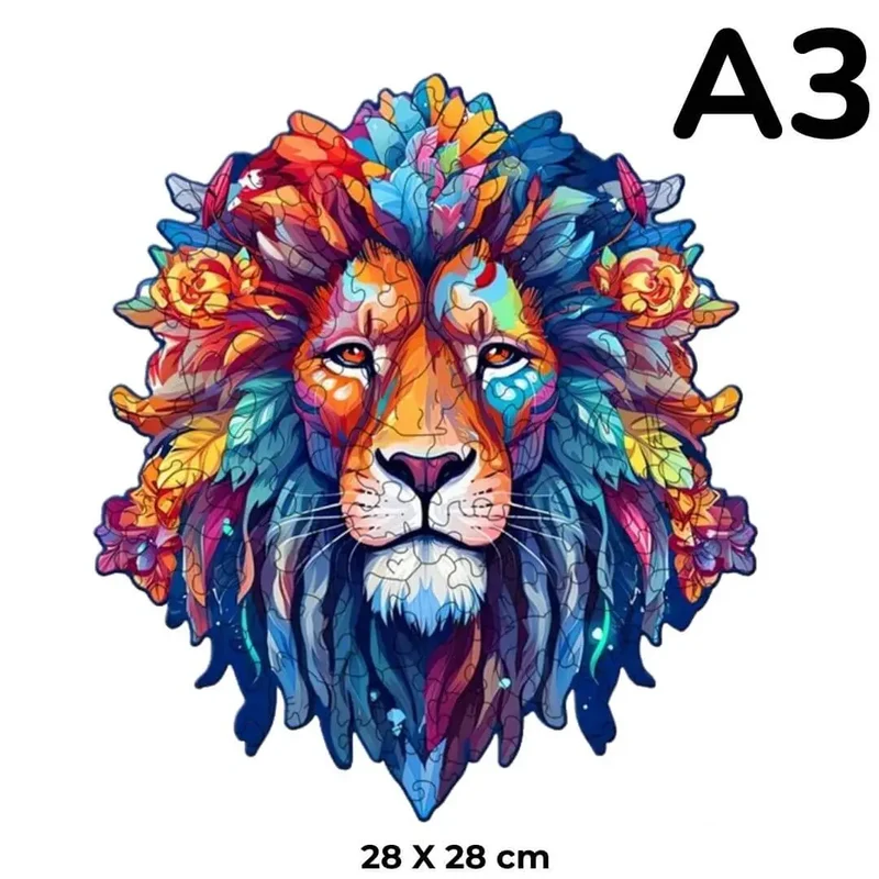 Puzzle Bois Lion Artistique – WildKing™