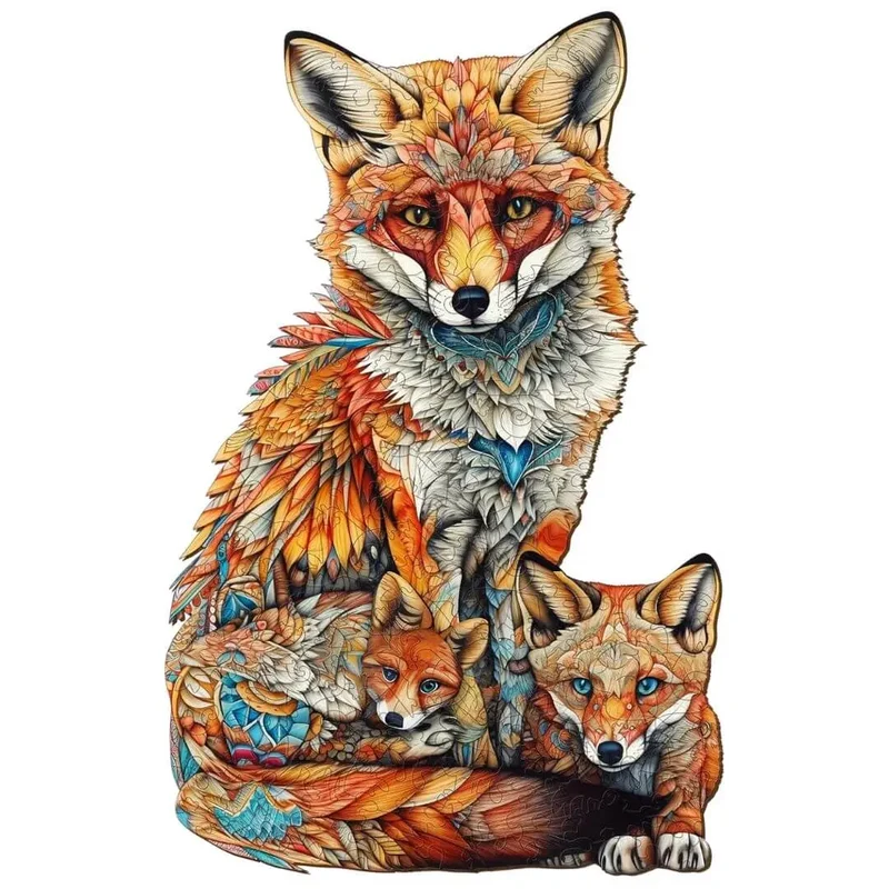 Puzzle en Bois Famille Renard – FoxNest™