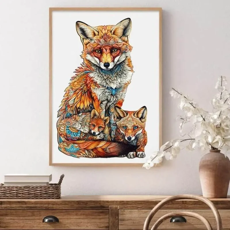 Puzzle en Bois Famille Renard – FoxNest™